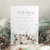 Elegant Festive Floral Holiday Winter Wedding 招待状