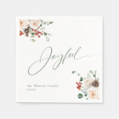 Elegant Festive Floral Joyful Christmas Holiday スタンダードカクテルナプキン (正面)