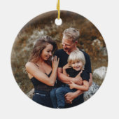 Elegant Festive Floral Joyful Family Christmas セラミックオーナメント (裏面)