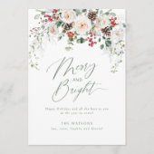 Elegant Festive Floral Merry And Bright Christmas シーズンカード (正面)