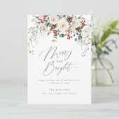 Elegant Festive Floral Merry And Bright Christmas シーズンカード (スタンド正面)