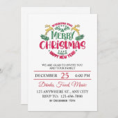 Elegant Festive Merry Christmas & Happy New Year 招待状 (正面/裏面)