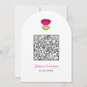 Elegant fiesta wedding white qr code arched 招待状 (裏面)