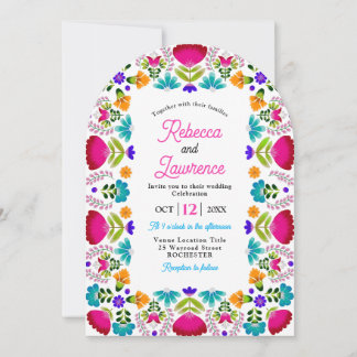 Elegant fiesta wedding white qr code arched 招待状