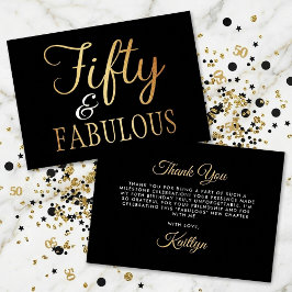 Elegant Fifty and Fabulous! 50th Birthday Party サンキューカード