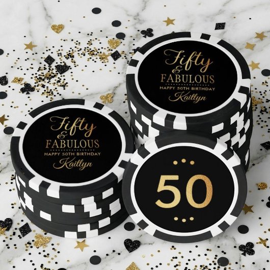 Elegant Fifty and Fabulous! 50th Birthday Party ポーカーチップ