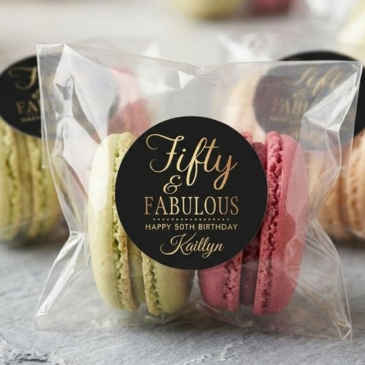 Elegant Fifty and Fabulous! 50th Birthday Party ラウンドシール