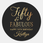 Elegant Fifty and Fabulous! 50th Birthday Party ラウンドシール (正面)