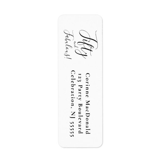 Elegant Fifty and Fabulous 50th Birthday Party ラベル (正面)