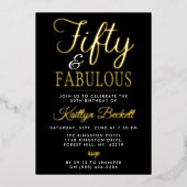 Elegant Fifty and Fabulous! 50th Birthday Party 箔招待状 (正面)