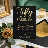 Elegant Fifty and Fabulous! 50th Birthday Party 箔招待状