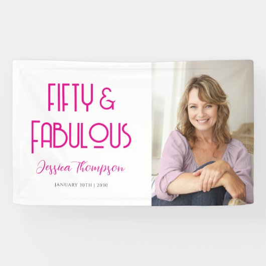 Elegant Fifty and Fabulous Art Deco 50th Birthday 横断幕 (横)