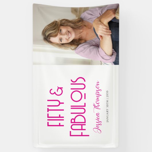 Elegant Fifty and Fabulous Art Deco 50th Birthday 横断幕 (縦)