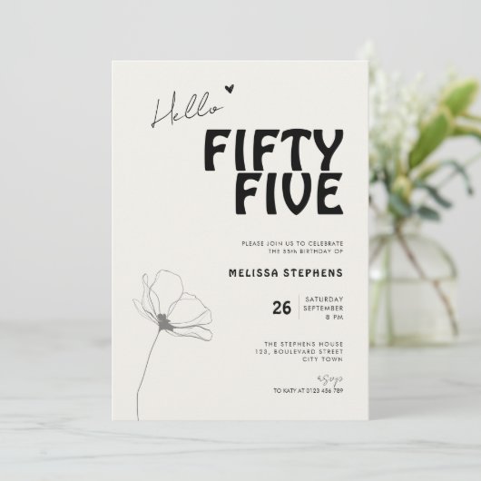 Elegant Fifty Five Bold Typography 55th Birthday 招待状 (スタンド正面)