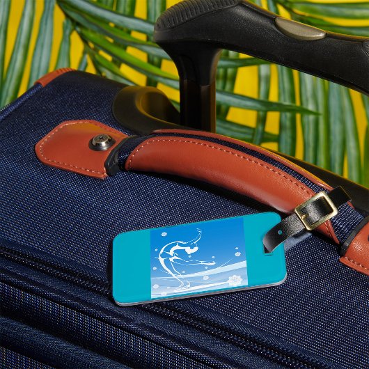 Elegant Figure Skater Silhouette Snowflakes ラゲッジタグ