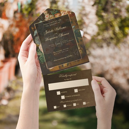 Elegant Fine Art Floral Still Life Wedding オールインワン招待状