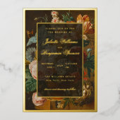 Elegant Fine Art Floral Still Life Wedding 箔招待状 (正面)