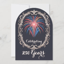 Elegant Fireworks 250 Years Celebration QR Code 招待状