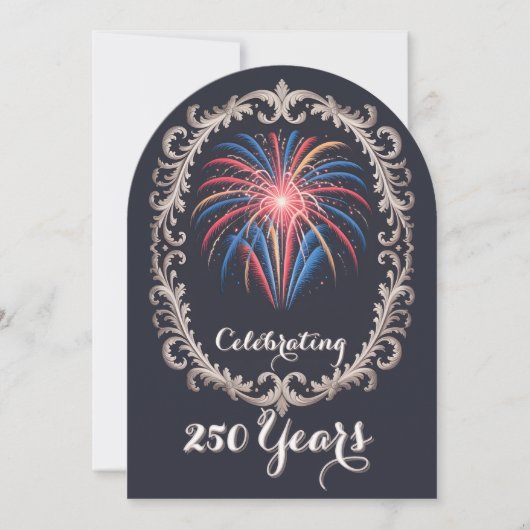 Elegant Fireworks 250 Years Celebration QR Code 招待状 (正面)