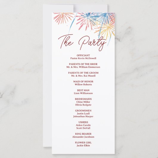  Elegant Fireworks 4th of July Wedding Program (裏面)