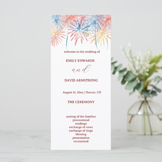  Elegant Fireworks 4th of July Wedding Program (スタンド正面)