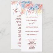  Elegant Fireworks 4th of July Wedding Program (正面/裏面)
