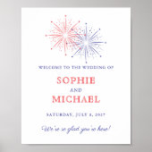 Elegant Fireworks 4th of July Wedding Welcome Sign ポスター (正面)