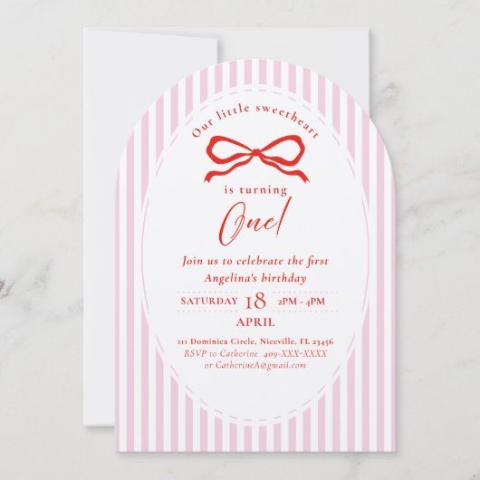 Elegant First Birthday Invitation. 招待状 (正面)