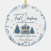 elegant first christmas new home blue ornament セラミックオーナメント (正面)