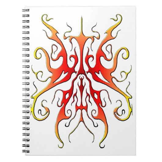 Elegant Flame Tribal Mask Abstract Design ノートブック (正面)