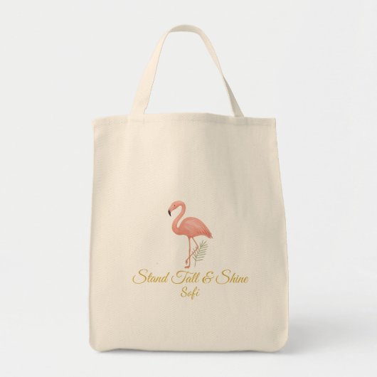Elegant Flamingo Art with Soft Pastel Quote トートバッグ (正面)