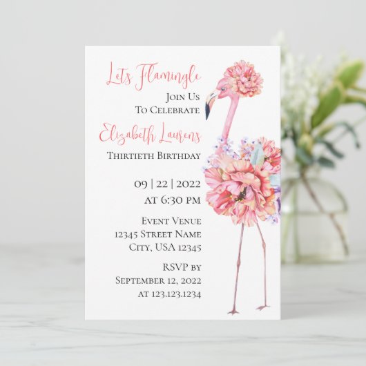 Elegant Flamingo Invitation 案内状 (スタンド正面)