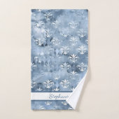 Elegant Fleur-de-Lis - Vintage Blue French  バスタオルセット (ハンドタオル)