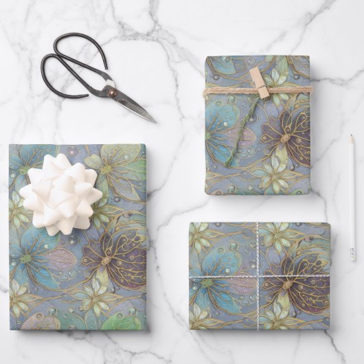 Elegant Flora Design Luxury Matte Gift  ラッピングペーパーシート (正面)