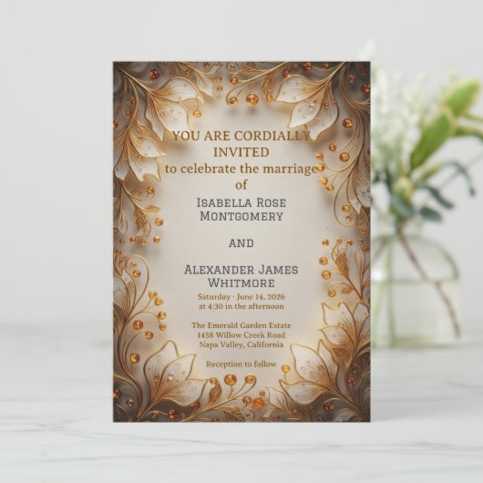 Elegant Flora Design Wedding Invitation 招待状 (スタンド正面)