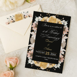 Elegant floral10th Wedding Anniversary Invitation 招待状