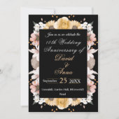 Elegant floral10th Wedding Anniversary Invitation 招待状 (正面)