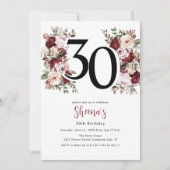 Elegant Floral 30th Birthday 招待状 (正面)
