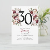 Elegant Floral 30th Birthday 招待状 (スタンド正面)