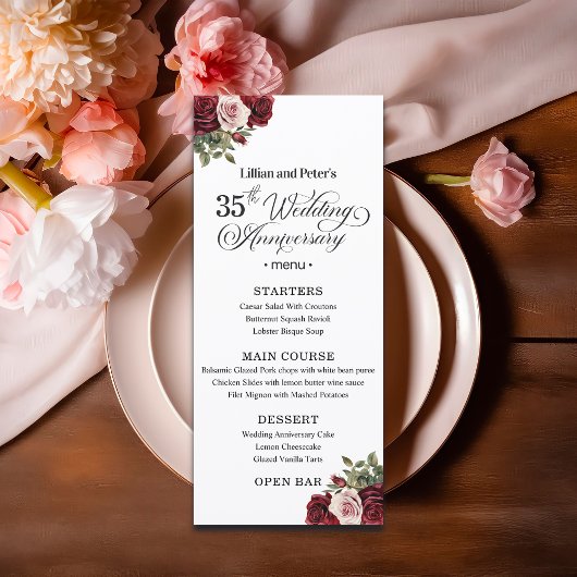 Elegant Floral 35th Wedding Anniversary メニュー