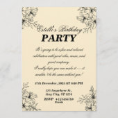 Elegant Floral 40th Birthday Invitation Template 招待状 (裏面)