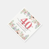 Elegant Floral 40th Wedding Anniversary スタンダードカクテルナプキン (角)