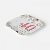 Elegant Floral 40th Wedding Anniversary ペーパープレート (傾斜あり)