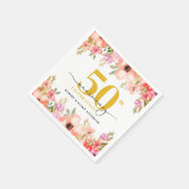 Elegant Floral 50th Wedding Anniversary スタンダードカクテルナプキン (角)