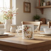 Elegant Floral 60th Birthday Custom Name & Date コーヒーマグカップ