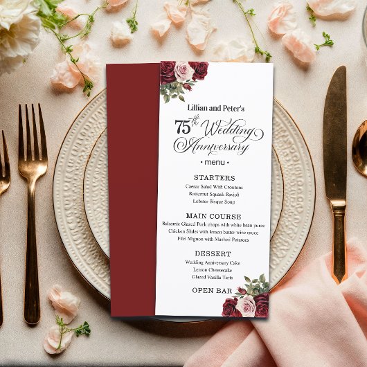Elegant Floral 75th Wedding Anniversary メニュー