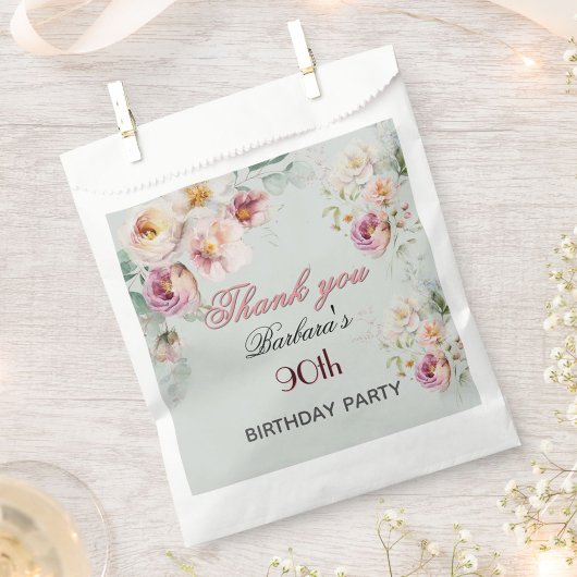 Elegant Floral 90th Birthday  フェイバーバッグ