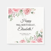 Elegant floral 90th birthday party  スタンダードカクテルナプキン (正面)