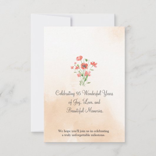 Elegant Floral 95th Birthday - 95 Save The Date (裏面)