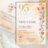 Elegant Floral 95th Birthday - 95 Save The Date